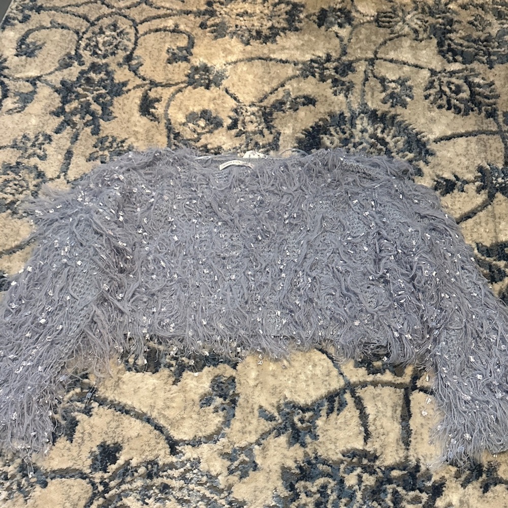 Altar'd State Blue Textured Crop Sweater